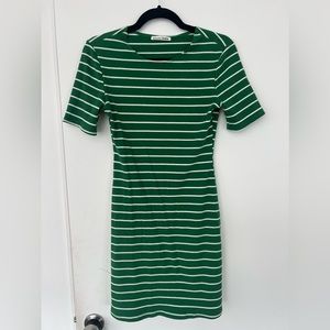 Reformation Jeans Green Striped Bodycon Dress in M